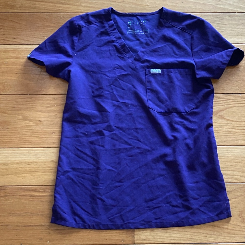 Dark Figs Purple Scrub Set Top/Bottom XXS - Picture 3 of 11
